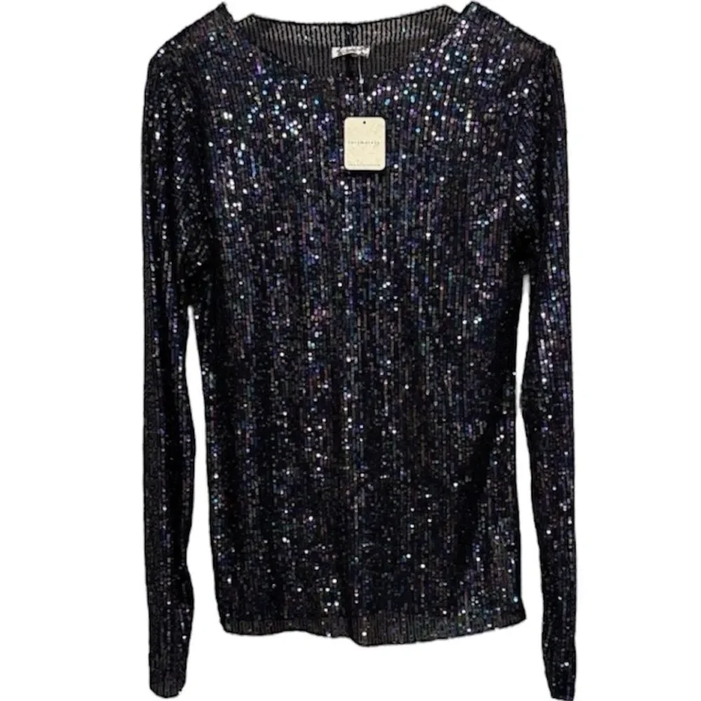 Free People NWT Gold Rush Long Sleeve in Black Combo Size Medium